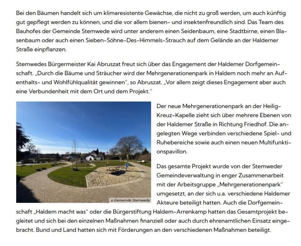 Gemeinde Bäume MEGA Park Spende-2